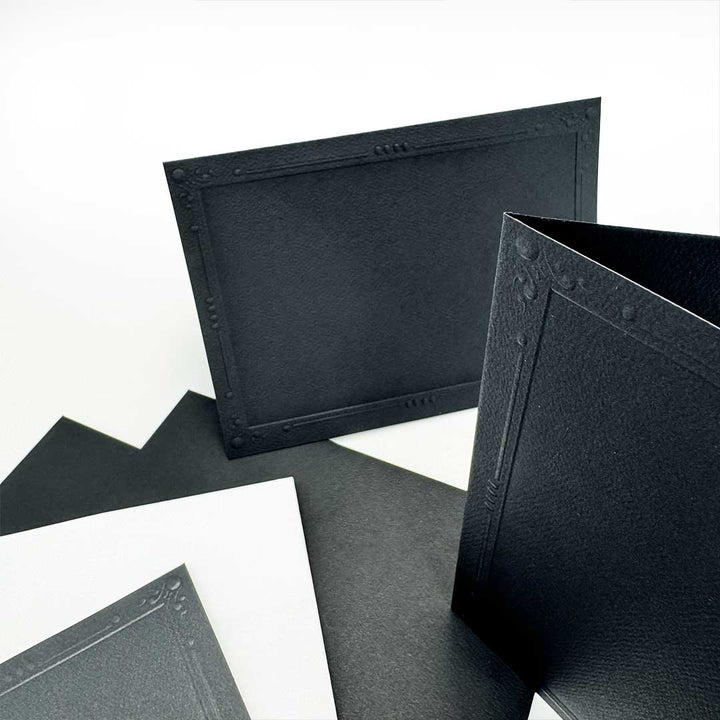 Black cards with decorative embossed frame - 105-195