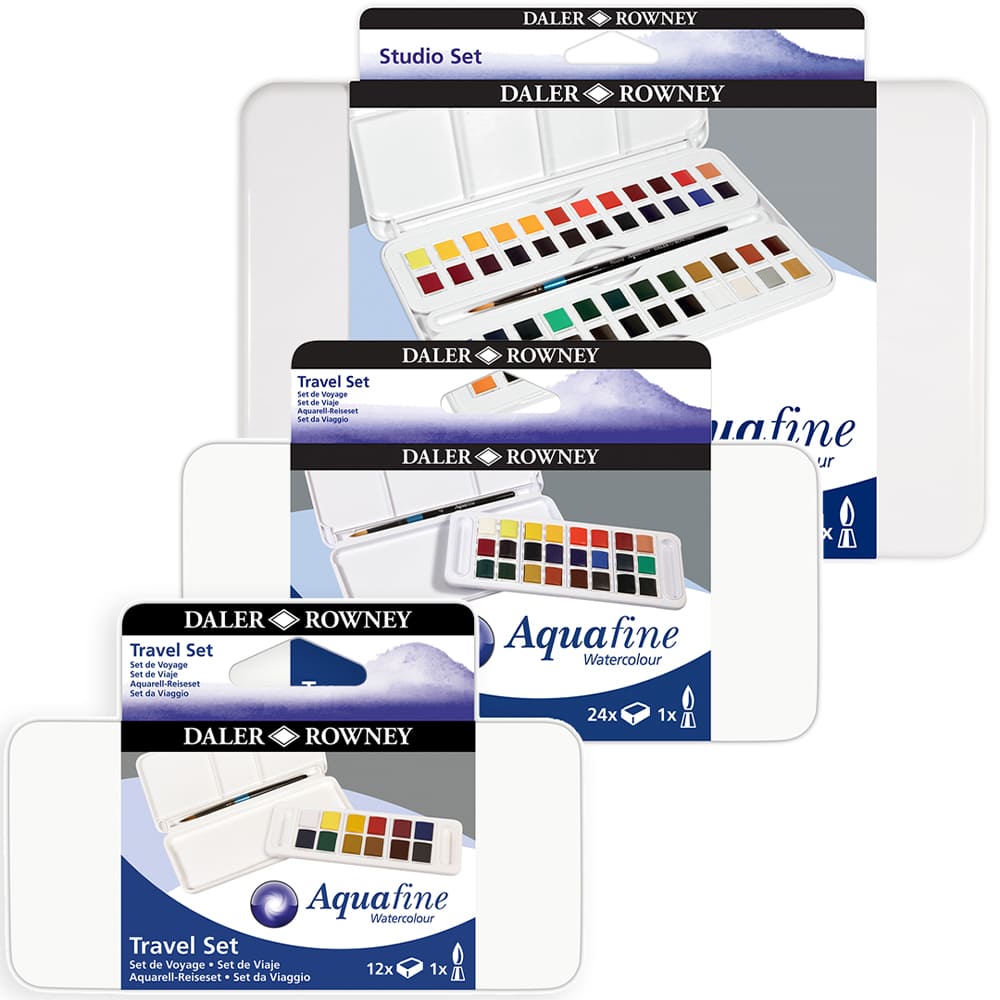 Mini-boîte aquarelle Daler Rowney - Aquafine - 24 demi-godets Mini-boîte aquarelle Daler Rowney - Aquafine - 24 demi-godets