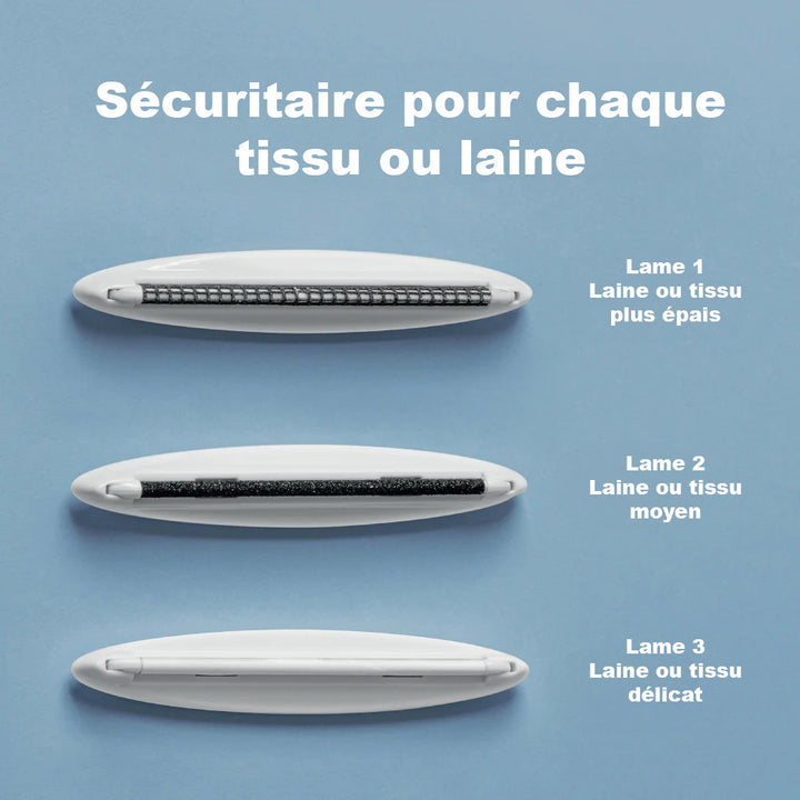 Rasoir et brosse anti-bouloches pour tissus vendu dans une pochette