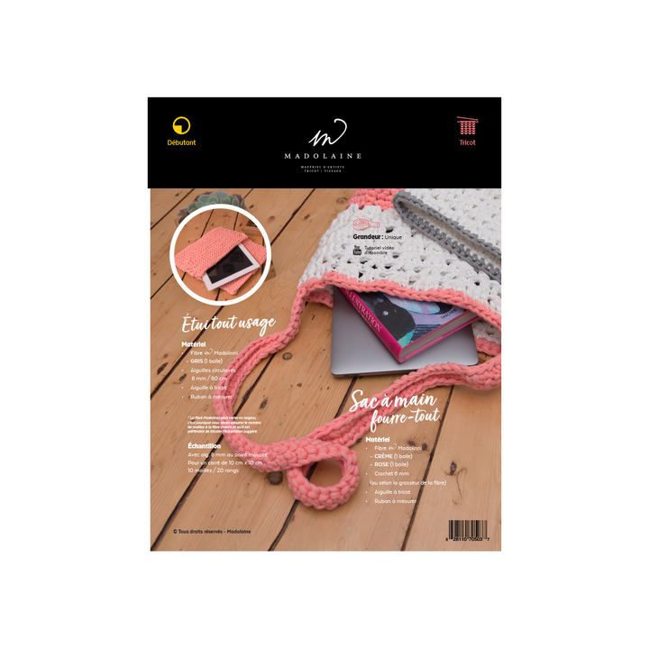 M Knitting and crochet pattern - All-purpose tote bag and case