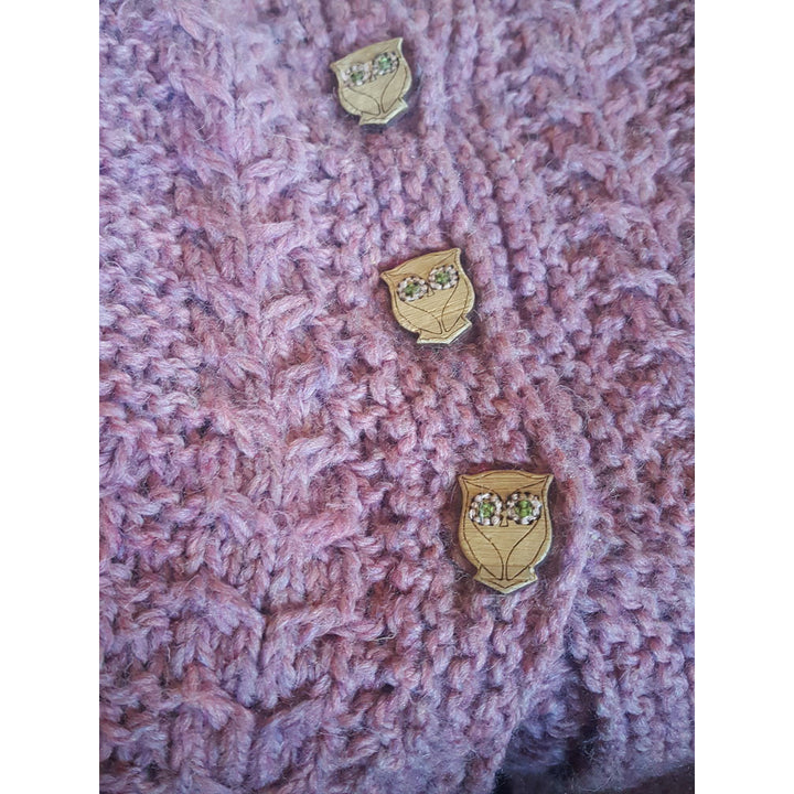 Bouton Hibou en bois à broder