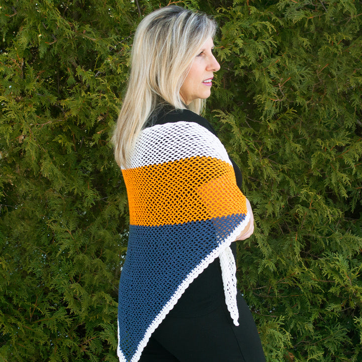 Patron de crochet M - Châle 3 façons en coton