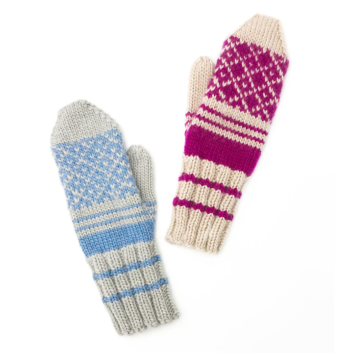 Patron de tricot M - Mitaines Bicolores