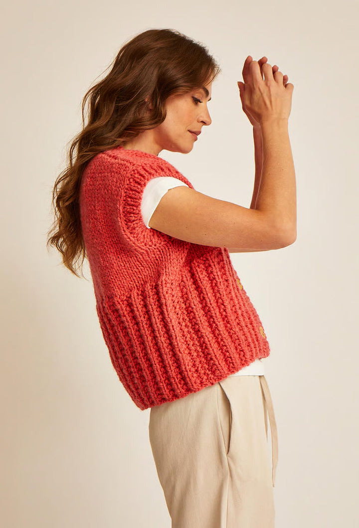M6614 - Patron Gilet sans manches point fantaisie Angela