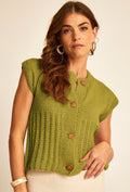M6615 - Inoa textured sleeveless cardigan