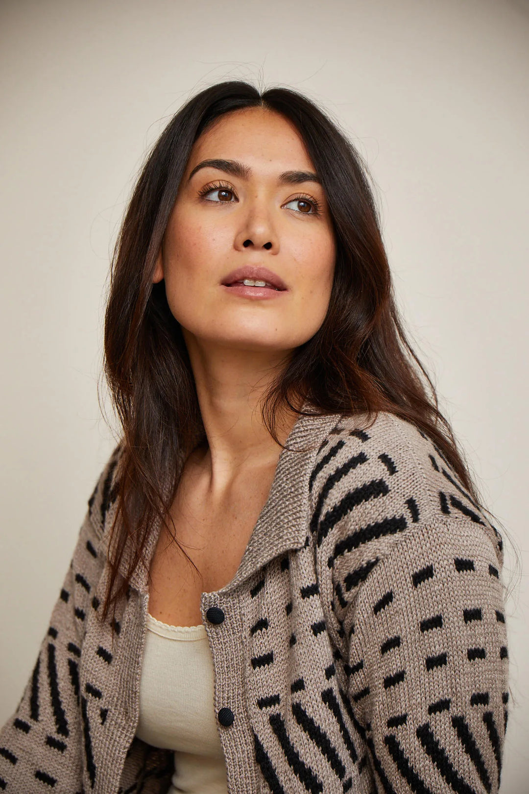 Gilet à col polo en jacquard Ingrid