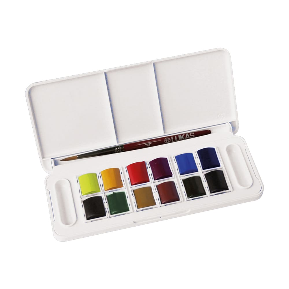 Boîte de voyage Aquarelle Studio Lukas 12 demi-godets - K 6855 0000