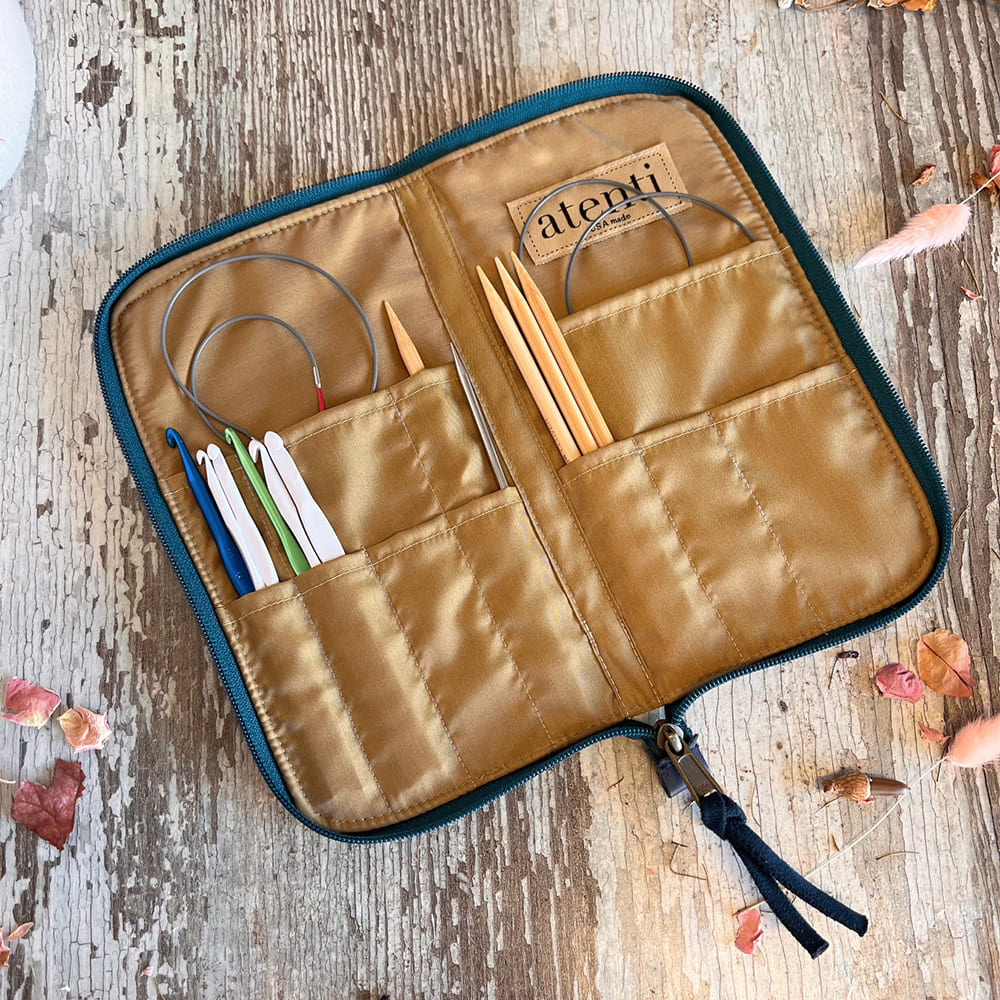 Étui à Roulettes Pour Aiguilles à Tricoter/Crochet - Organisateur Avec Poches Zippées - Tissu Oxford - 10