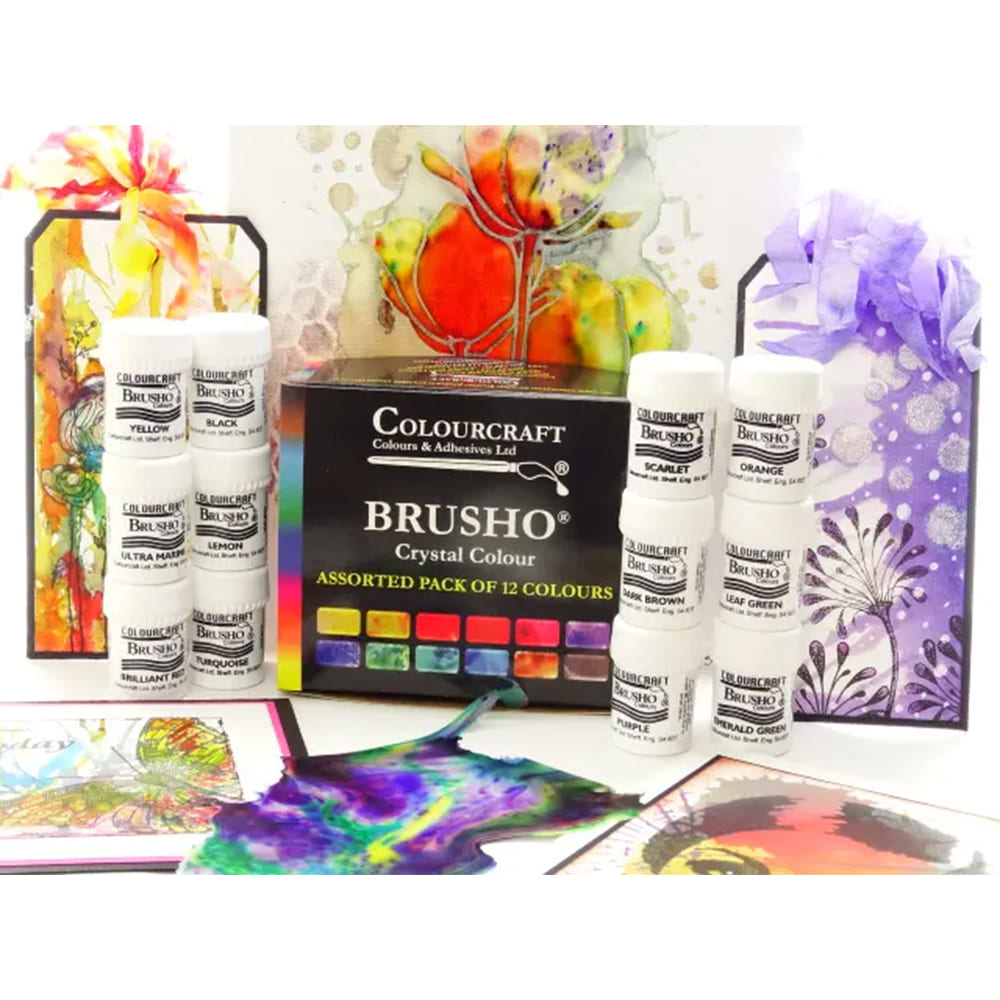 Brusho Crystal Colour - Ensemble de 12 couleurs