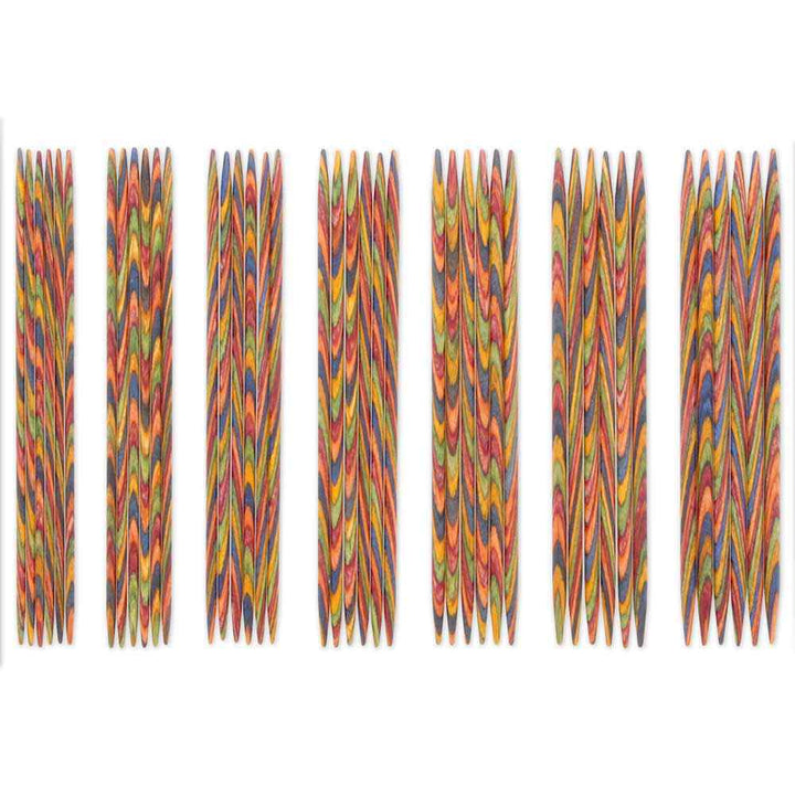 Rainbow Wood Double Point Knitting Needle Set 10 cm (4″)