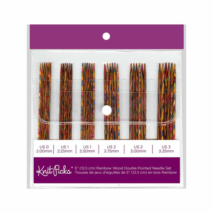  Rainbow Wood Double Point Knitting Needle Set 12 cm (5″) - 36pc - 9212705