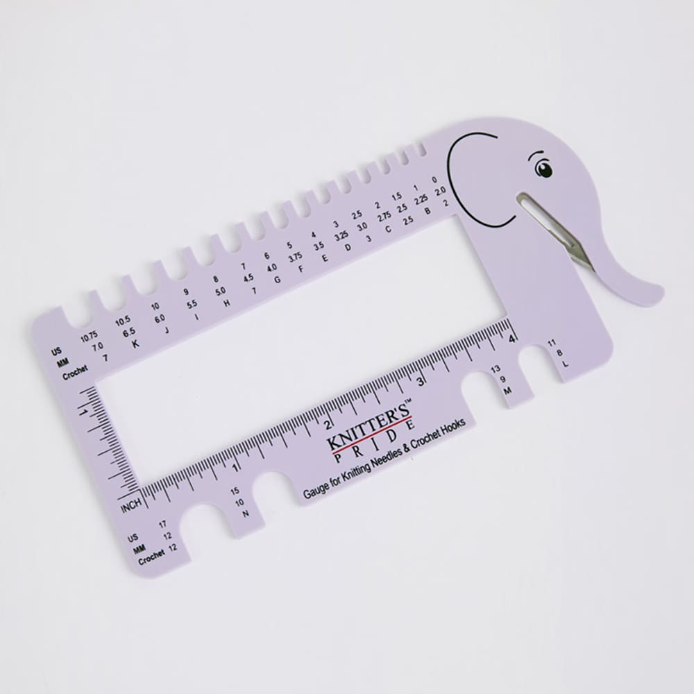 Knitting Needle & Crochet Gauge with yarn cutter