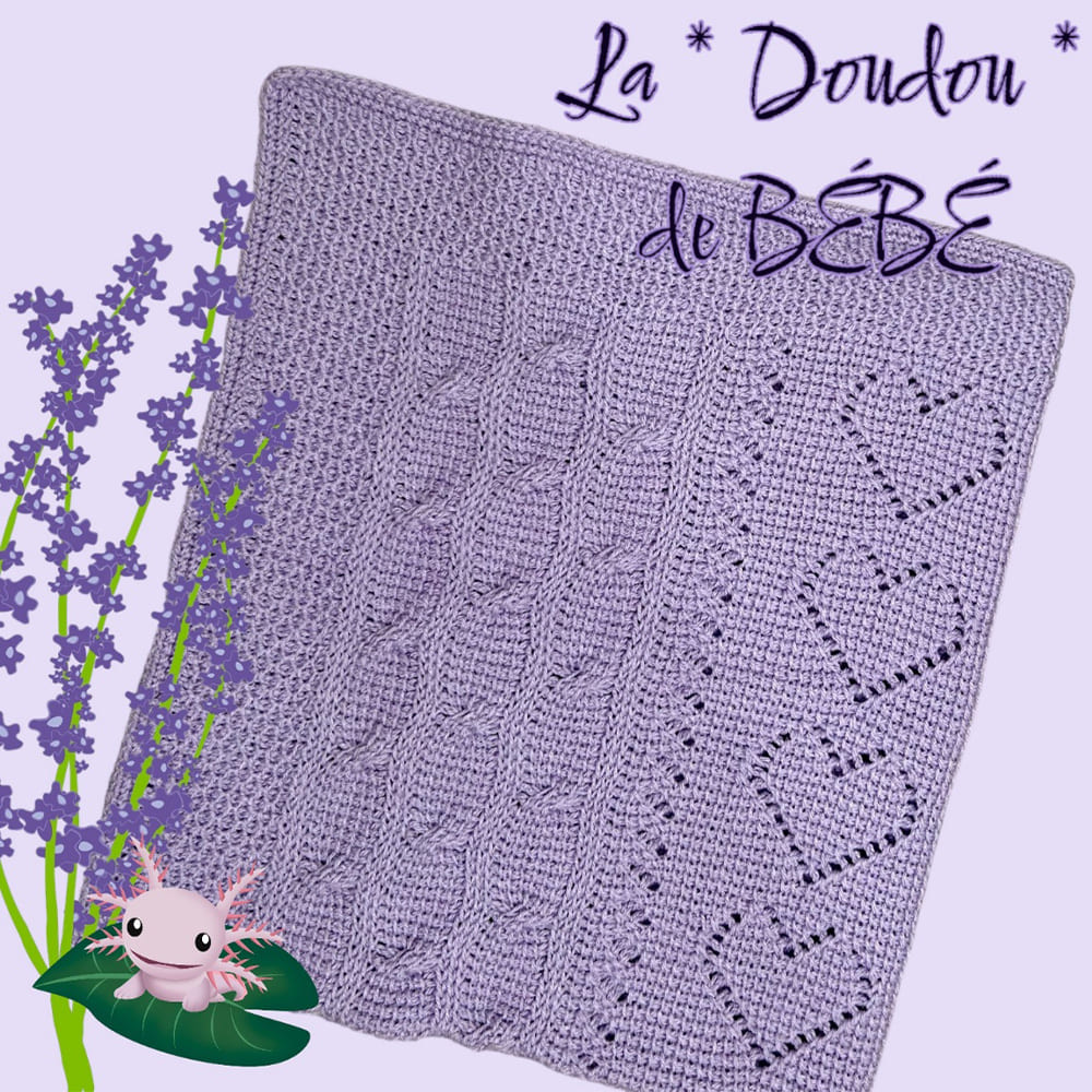 Tunisian crochet “Valentine” baby blanket