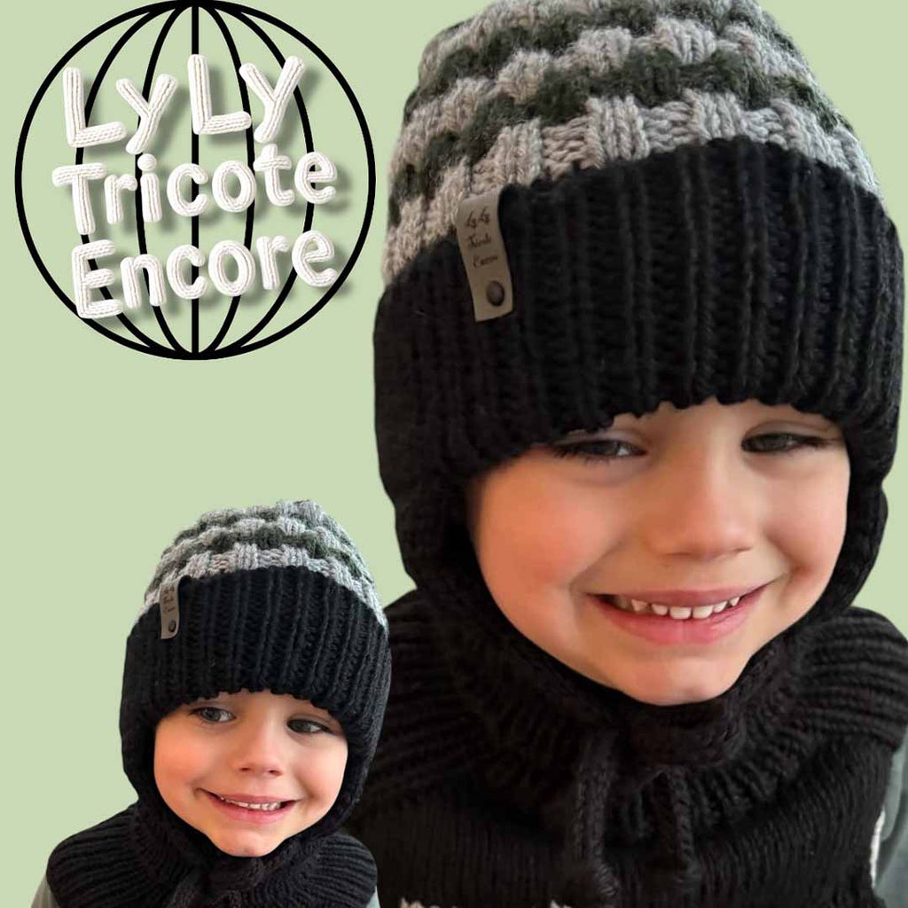 Duo Fabien Fabienne Tuque avec ou sans oreilles et plastron à col