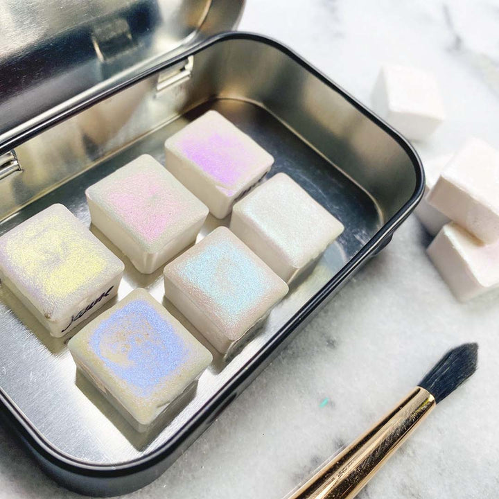 Watercolor Iridescent Whites Collection Box