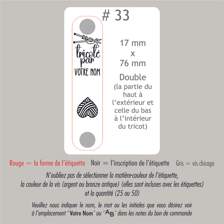 #33 Étiquettes personnalisées pliables avec vis chicago