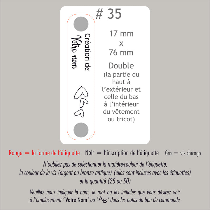 #35 Custom foldable labels with Chicago screws