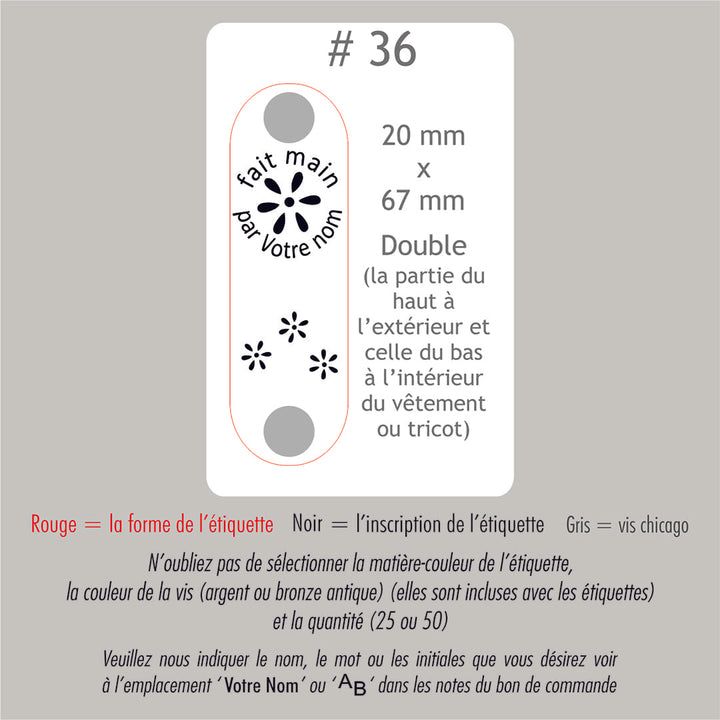 #36 Étiquettes personnalisées pliables avec vis chicago