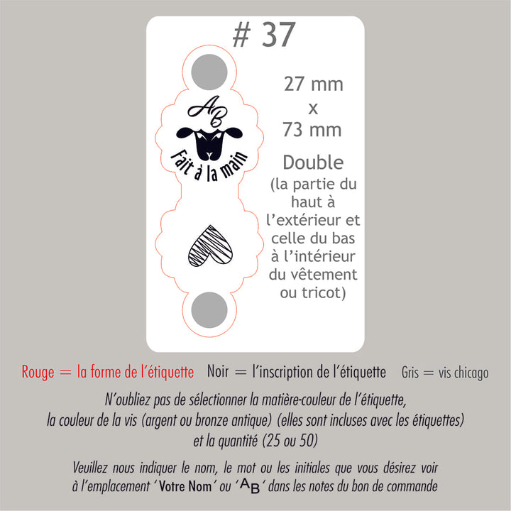 #37 Étiquettes personnalisées pliables avec vis chicago