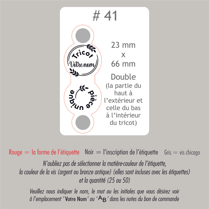 #41 Étiquettes personnalisées pliables avec vis chicago