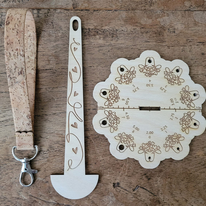 Porte-fil jauge et règle mobile en bois - Savoie