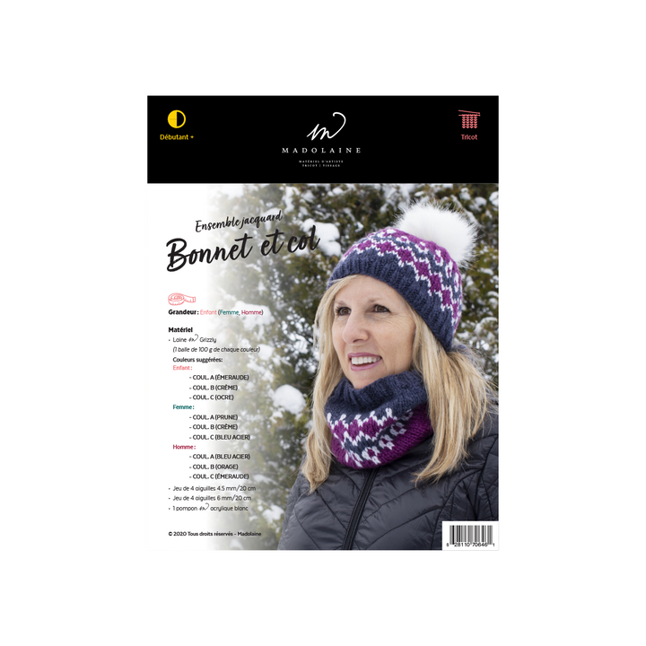 Patron de tricot M - Ensemble jacquard Bonnet & Col (web)