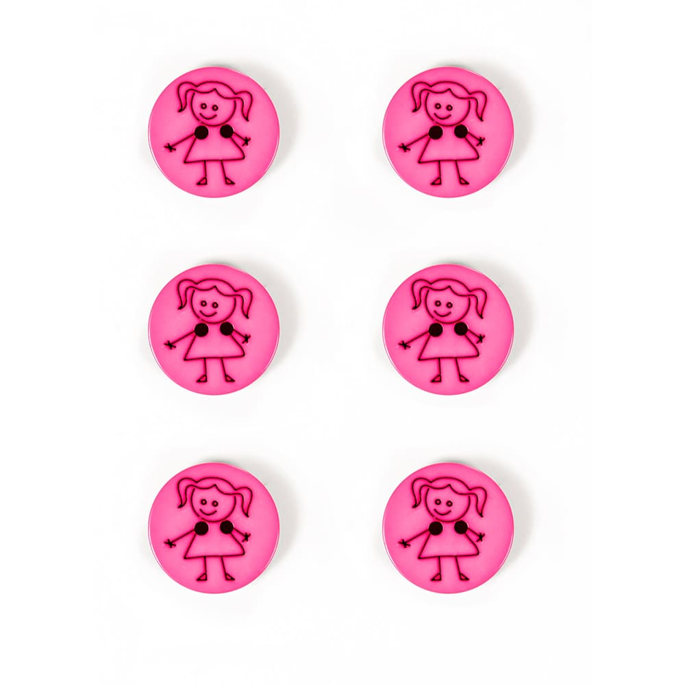 Set of 6 girl buttons 15 mm 