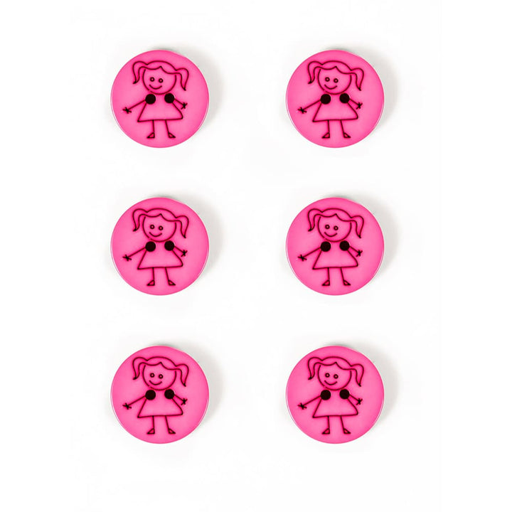 Set of 6 girl buttons 15 mm 