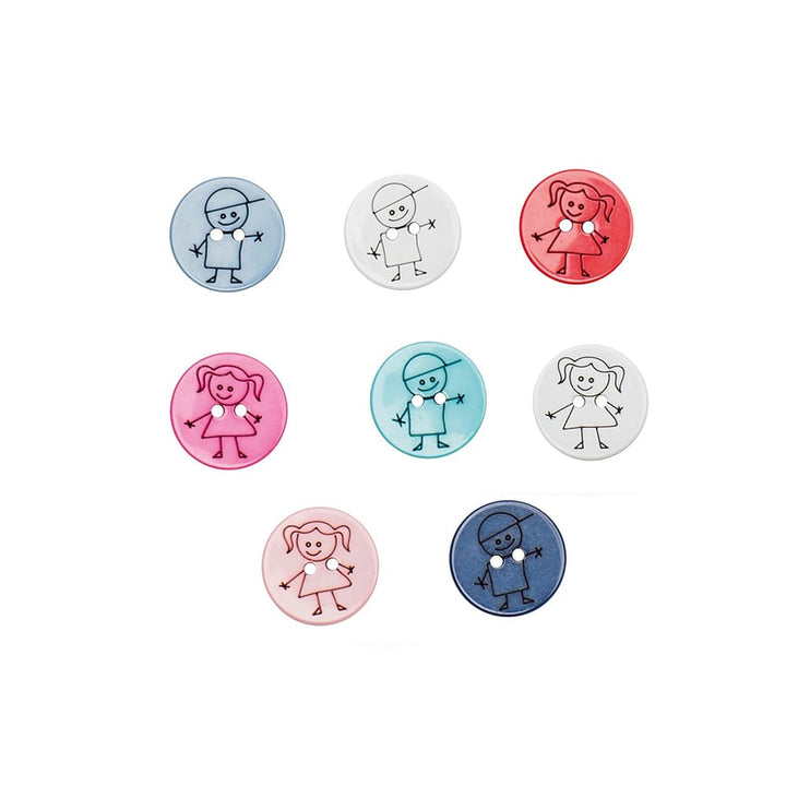 Set of 6 girl buttons 15 mm 