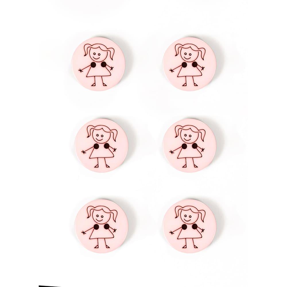 Set of 6 girl buttons 15 mm 