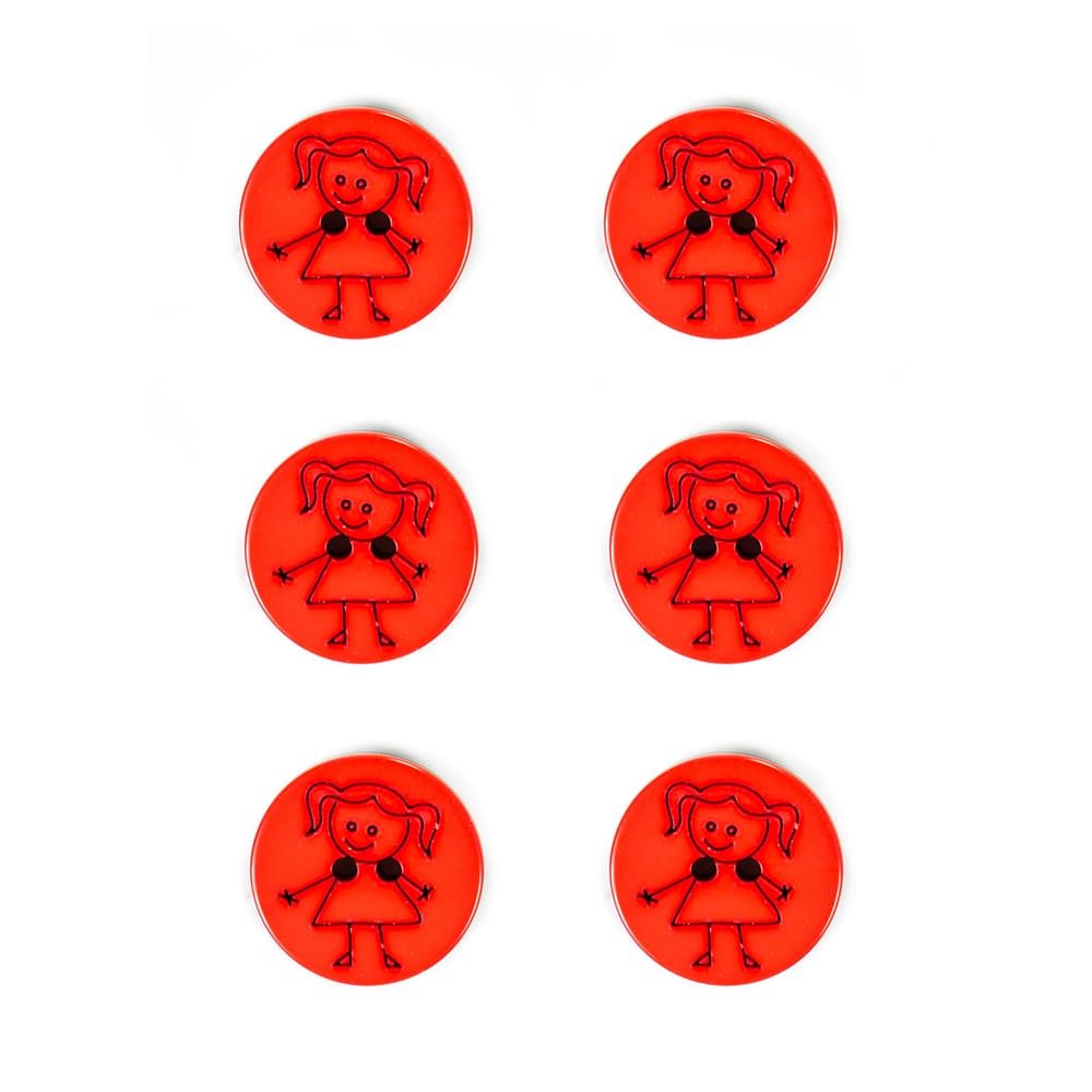 Set of 6 girl buttons 15 mm 