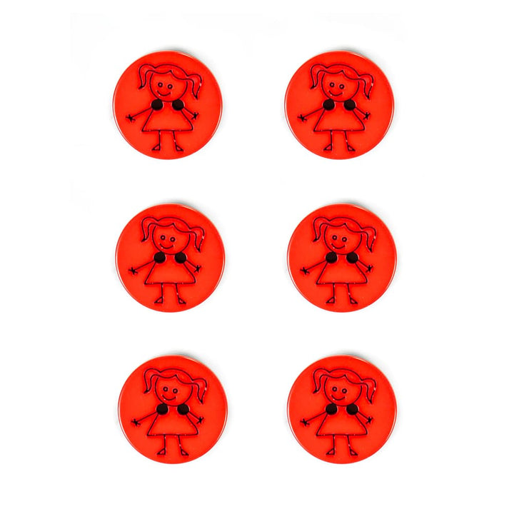 Set of 6 girl buttons 15 mm 