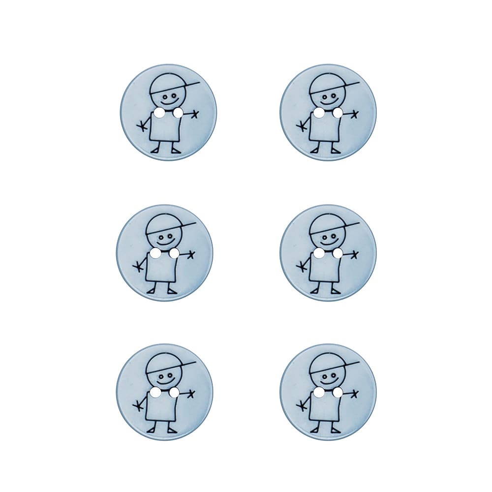 Set of 6 boy buttons 15 mm