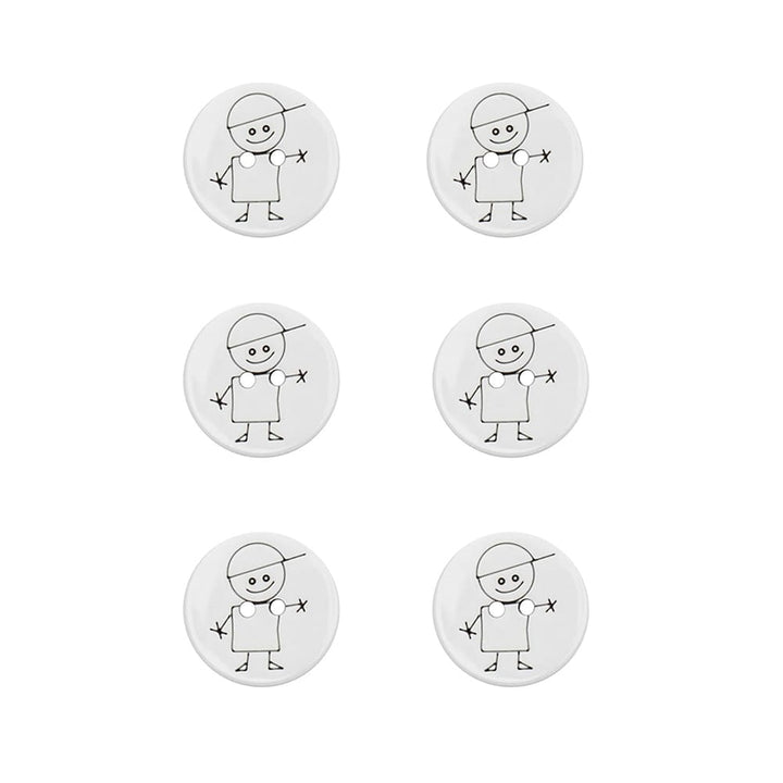 Set of 6 boy buttons 15 mm