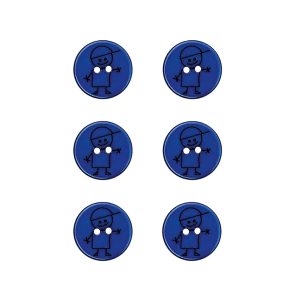 Set of 6 boy buttons 15 mm