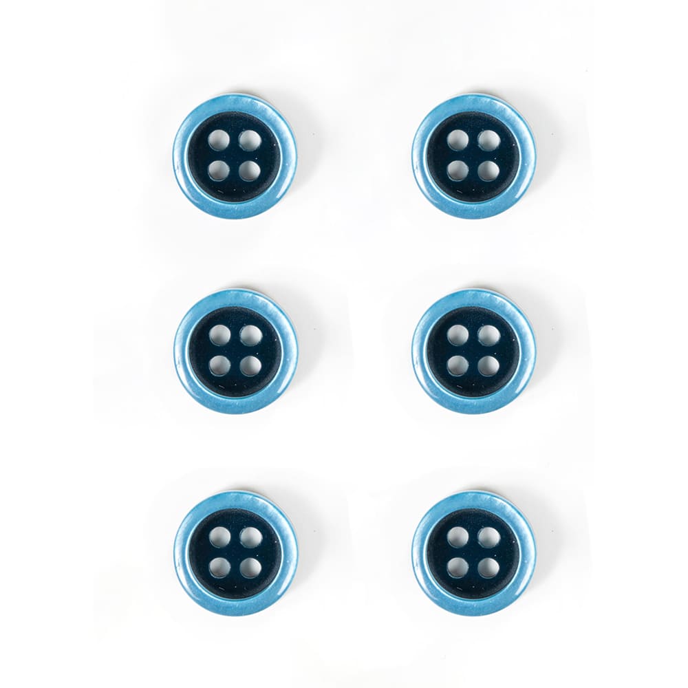 Set of 6 two-tone buttons 11 mm
