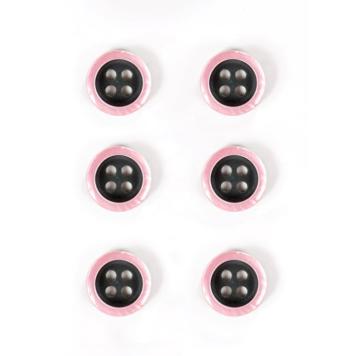 Set of 6 two-tone buttons 11 mm