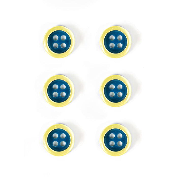 Set of 6 two-tone buttons 11 mm