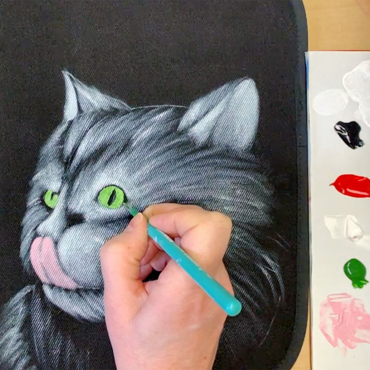 Online painting course - My cat is thirsty by Manon Pilote