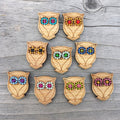 Wooden Owl button to embroider 