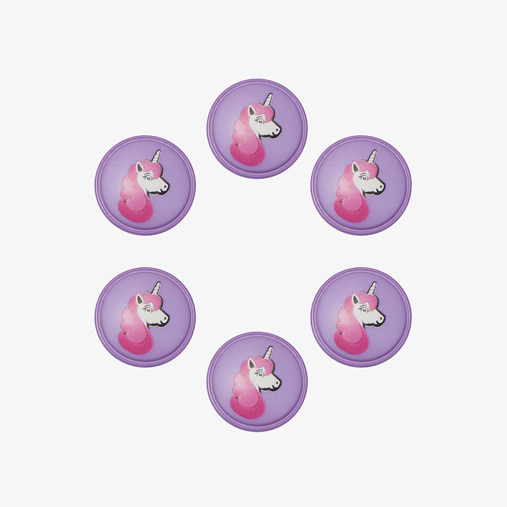 Lot de 6 boutons licorne