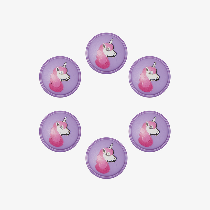 Lot de 6 boutons licorne