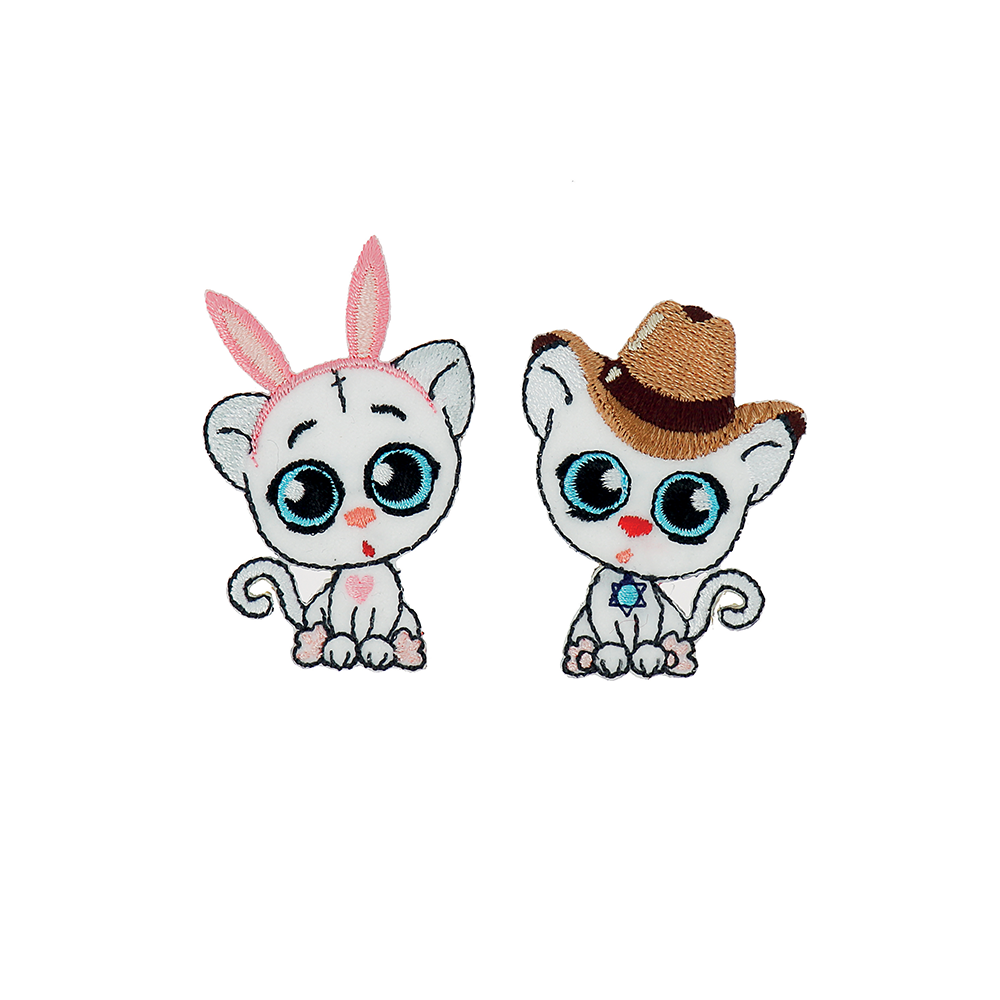 Set of 2 iron-on cat patches - 50419