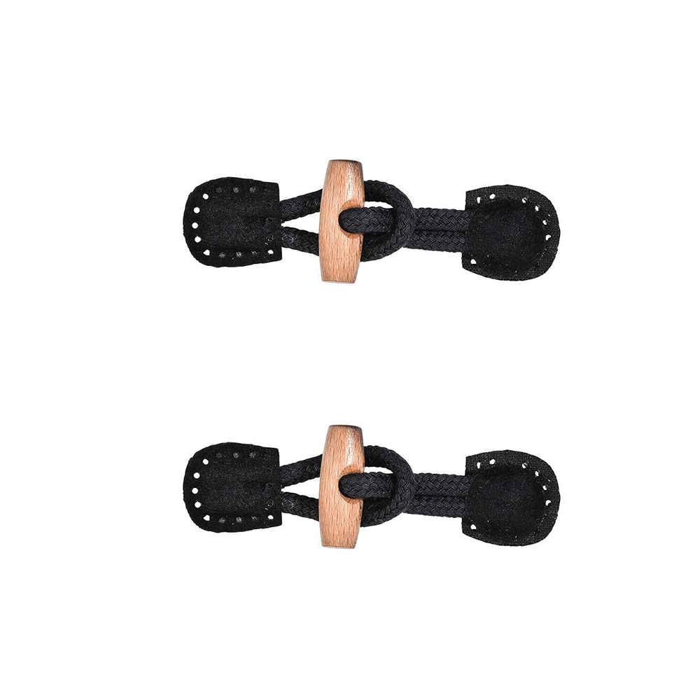 Set of 2 perforated navy frogs with wooden buchette 