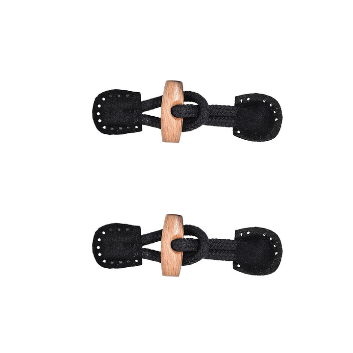 Set of 2 perforated navy frogs with wooden buchette 