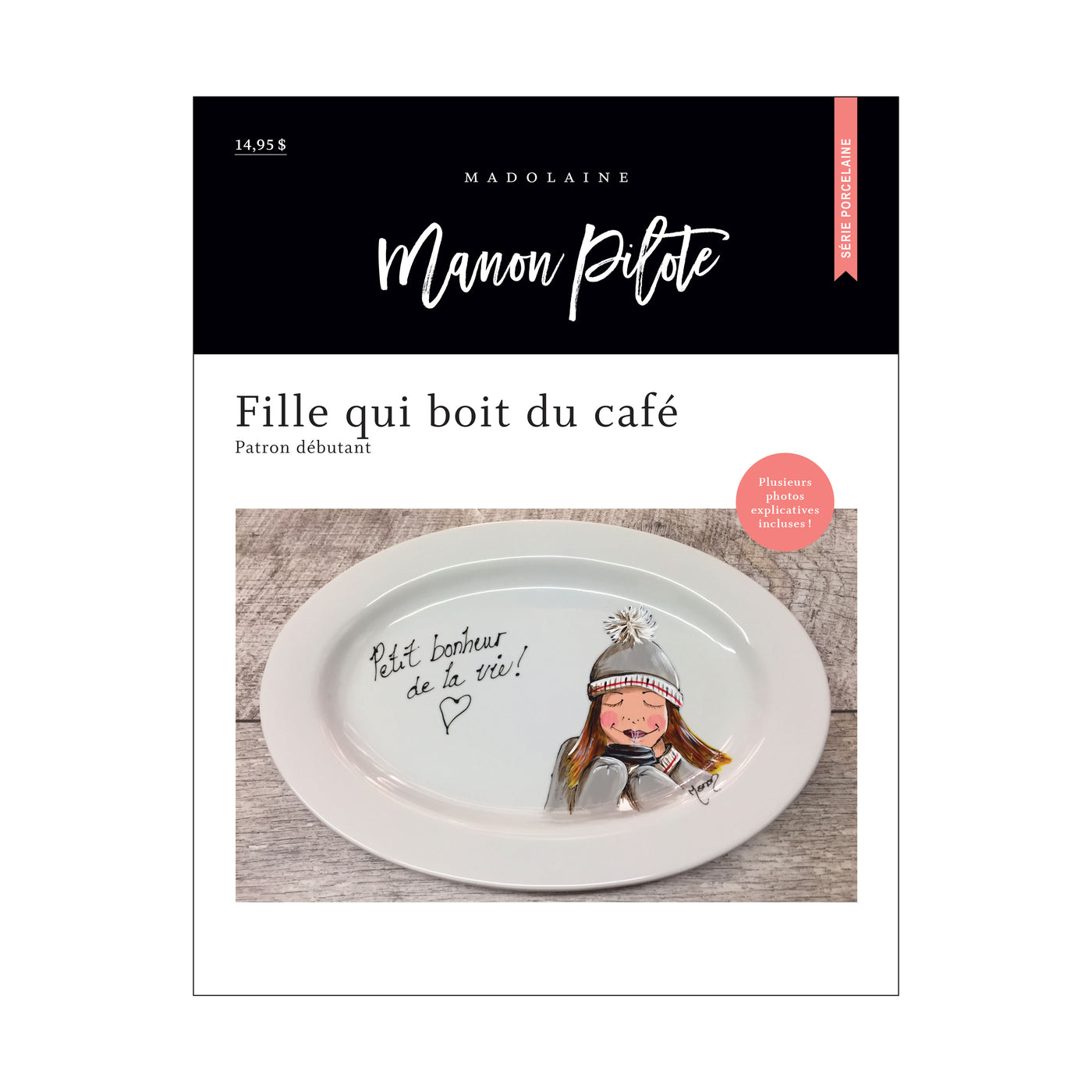 Patron peinture M - «Fille qui boit du café» de Manon Pilote (Version imprimé)