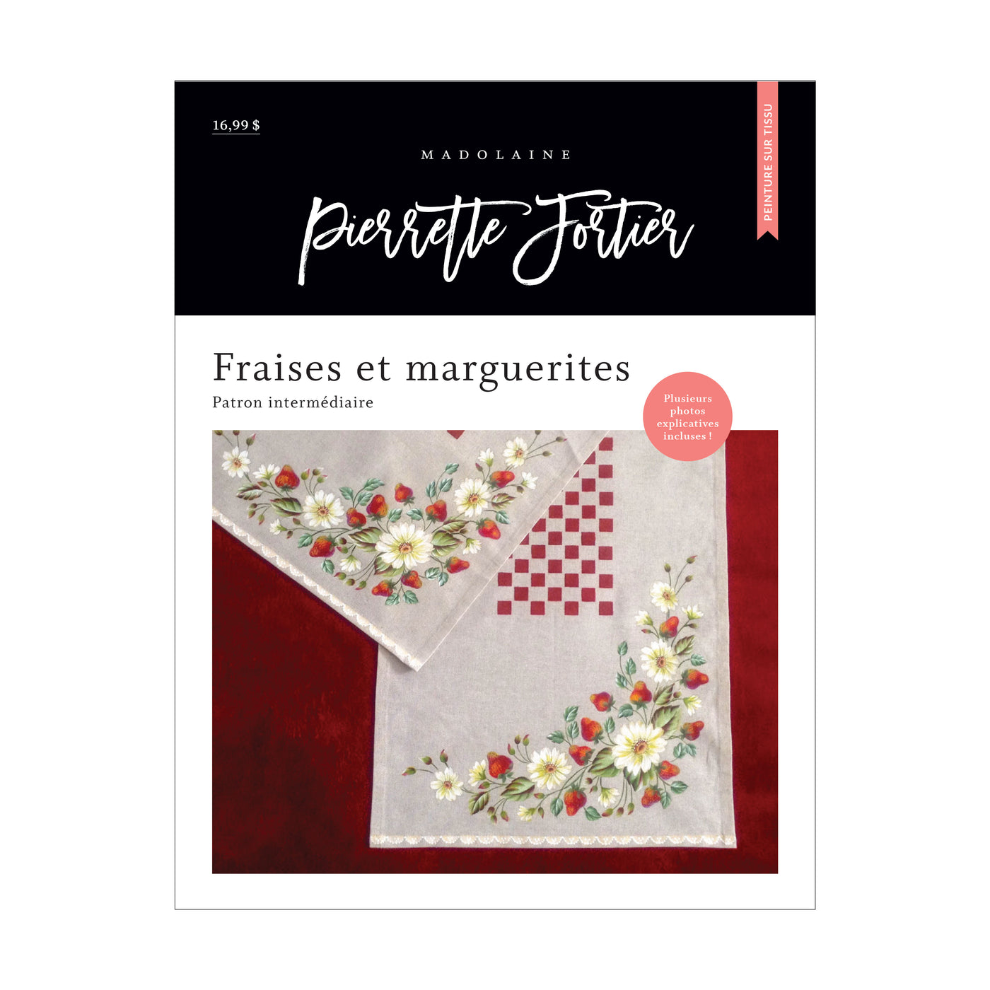 Patron peinture M - «Fraises et marguerites» de Pierrette Fortier (Version imprimé)