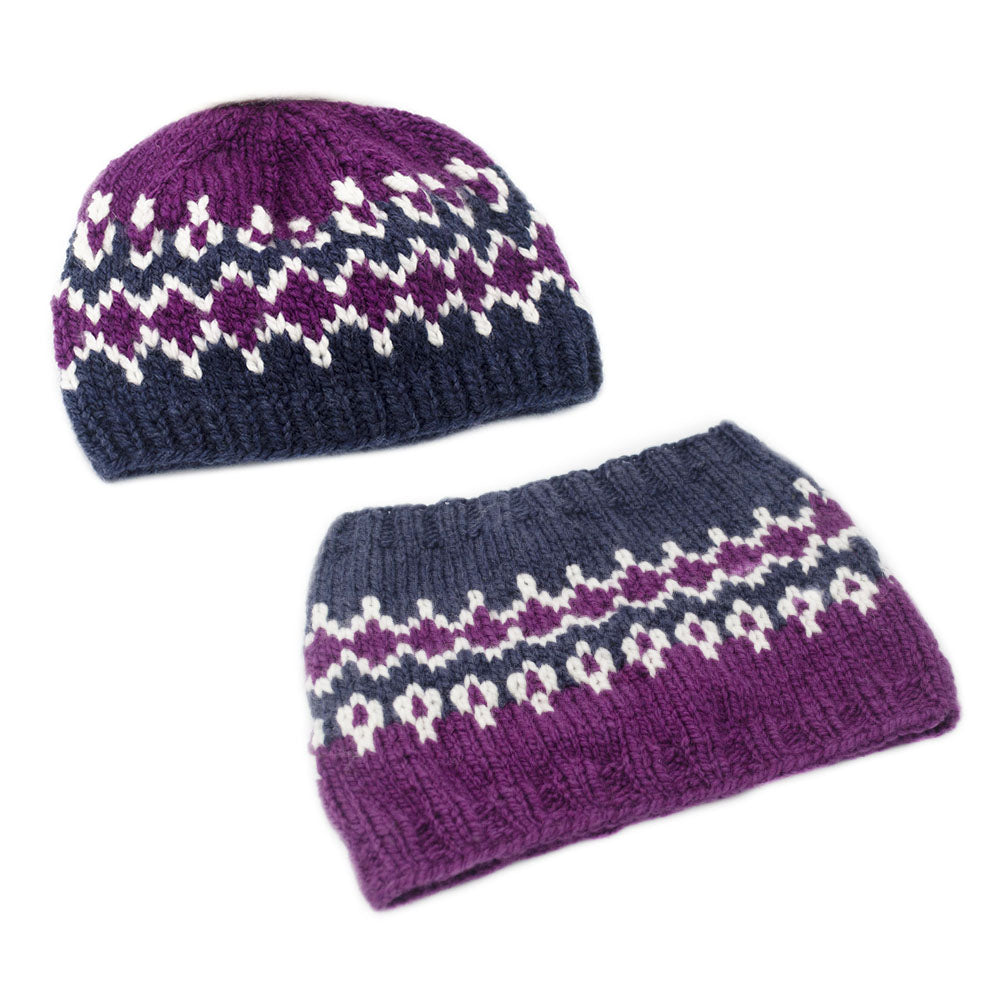 M Knitting Pattern - Hat &amp; Collar jacquard set (web)