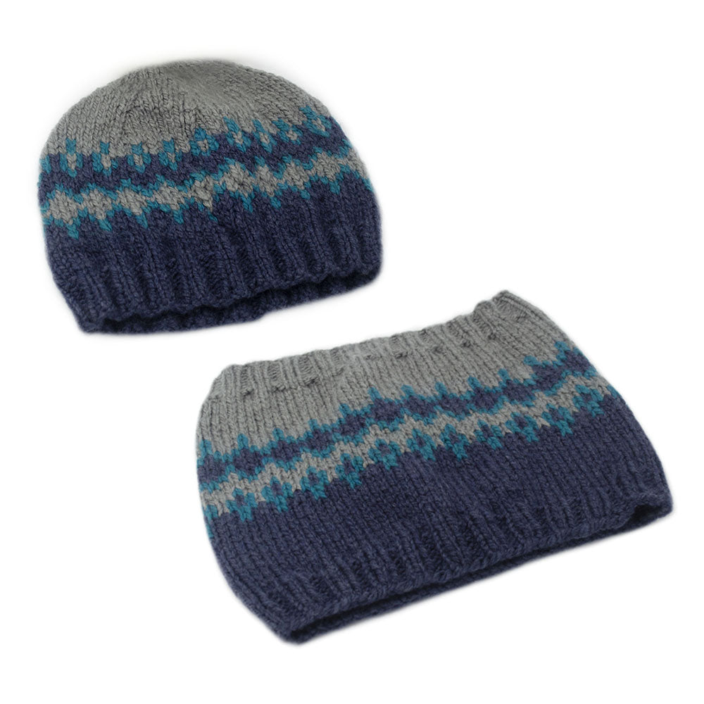 M Knitting Pattern - Hat &amp; Collar jacquard set (web)
