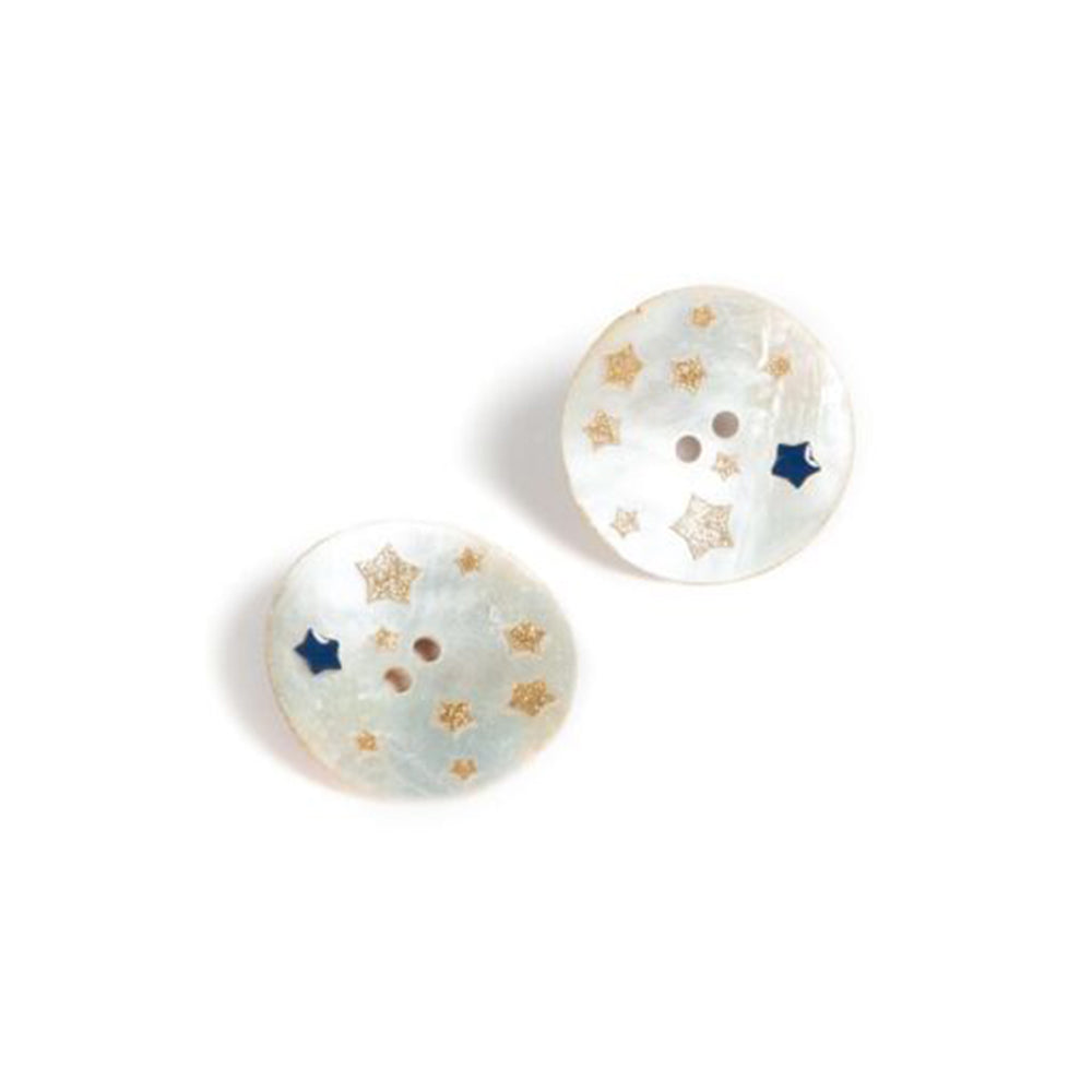 Lot de 6 boutons en nacre gravée étoiles - 50567